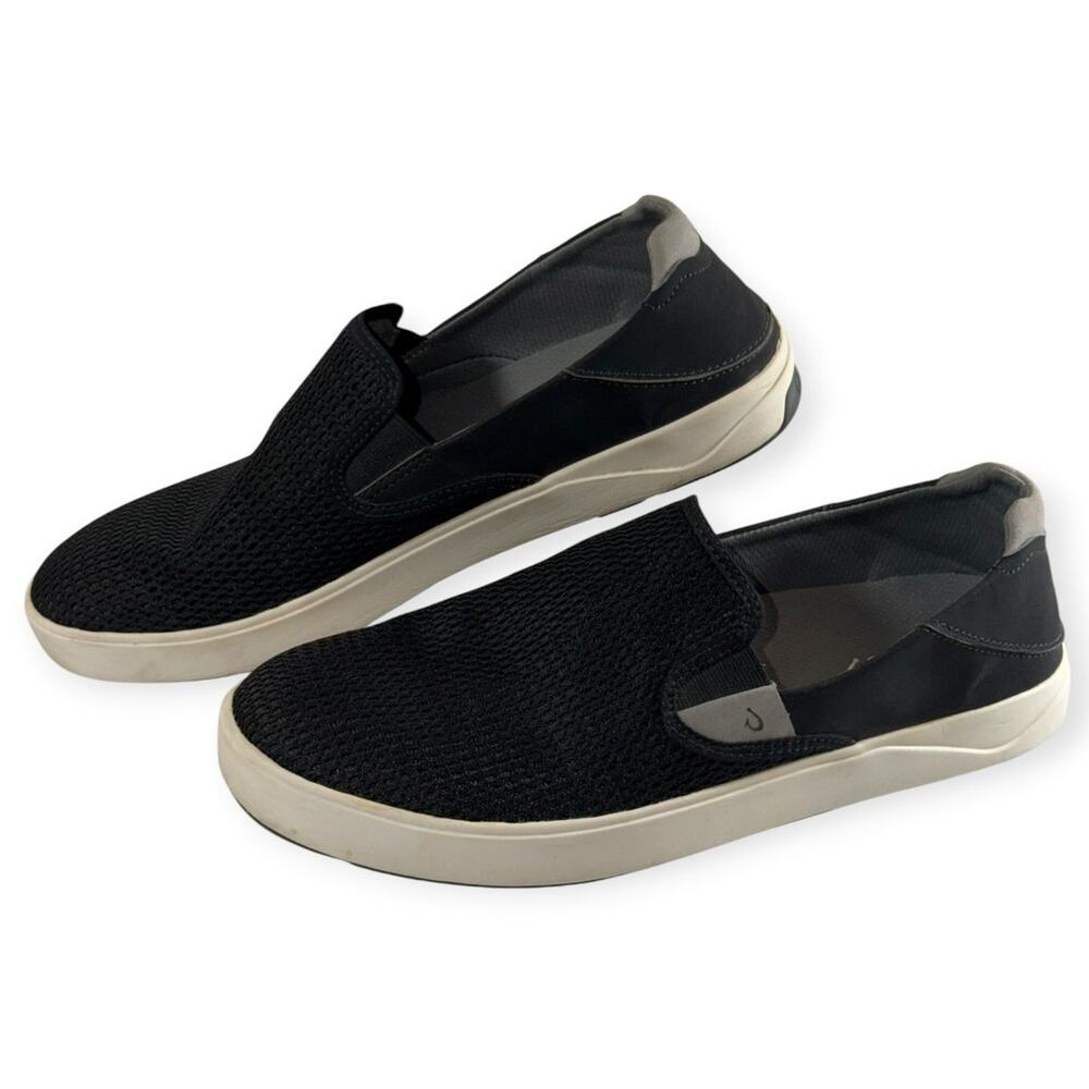 OluKai Lae'Ahi Casual Sneaker Shoe, Slip On, 10443-4040, Black, Men's 12